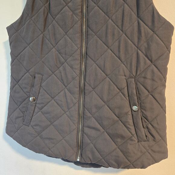 Laura Scott Womens Medium Quilted Full Zip Puffer Vest Grey & Ivory Equestrian - Picture 3 of 8